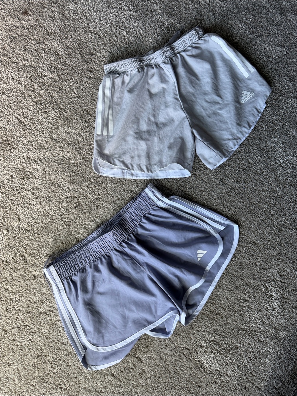 adidas Women’s Light Gray and Lavender Athletic Shorts Set